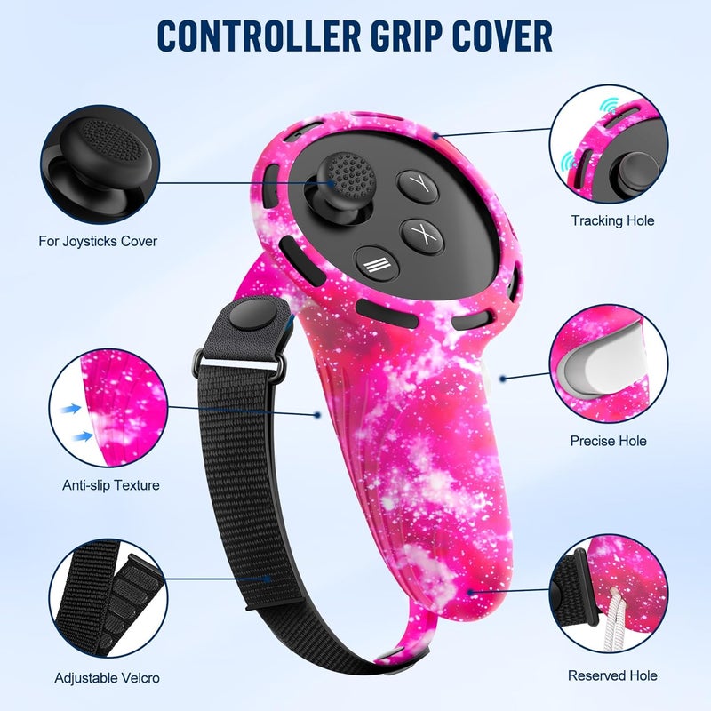 ms cleo Silicone Cover Set Compatible with Meta/Oculus Quest 3s Accessories, Silicone Face Cover, Controller Grip Cover, Camera Lens Protector, VR Shell Cover, Protective Lens Cover, Not Fit Quest 3 - Image 3